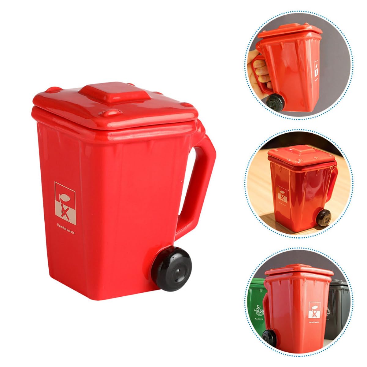 MAGICLULU Dekorativer Kaffeebecher rutschfest und Komfortabel 400ml mit Deckel aus Keramik lustiges Design als Büro Wasserbecher und Wohnaccessoire