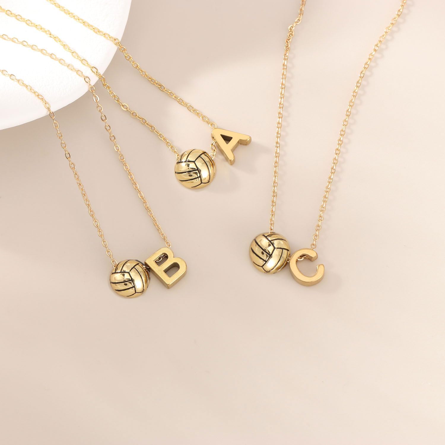 Initial A-Z Volleyball Necklace for Girls Teens Women, Personalized Volleyball Christmas Gifts for Team Lovers, 17+2 Inches - Image 5