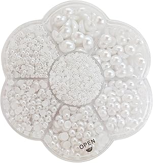 5600 Pieces Half Pearl Beads for Crafting Flatback Crafts Pearls for Nail Art Craft DIY Scrapbooking Jewelry Making Makeup Phone Shoes White Pearls Gems Half Round Flat Back Pearls (2/3/4/5/6/8/10mm)