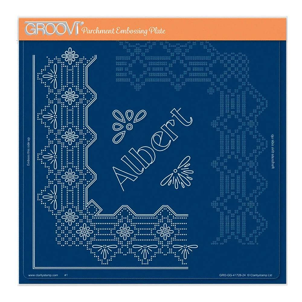 Grille de piercing Groovi A4 finie la dentelle ratée sur vos parchemins Clarity Stamps