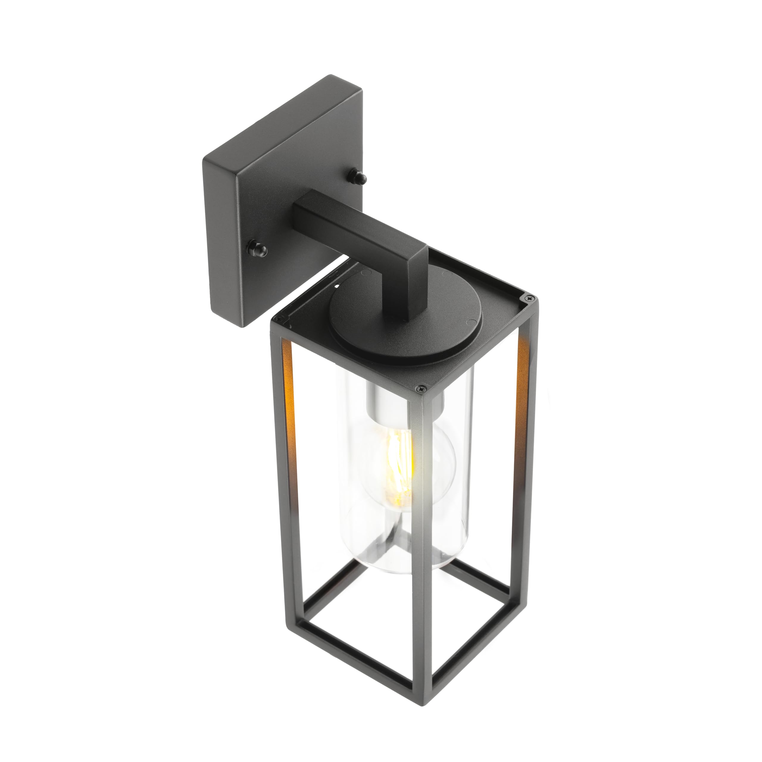 CGC Lighting Lampada da Parete per Esterno Colore Nero, Lanterna da Giardino, Tradizionale, Lampadina E27 (Nero verso il basso)