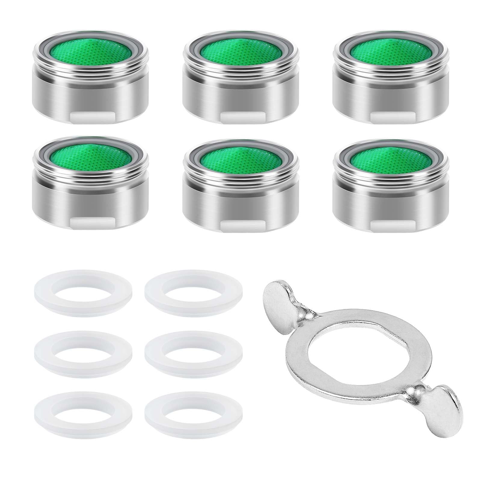 Vinabo Women's Siliver Pack Of 6 Jet Regulators For Kitchen And Bathroom, Filter For Basin, Universal Filter, Faucet, Aerator, M24 Taps Made Of Chrome-Plated Brass Made Of Abs Plastic + 1 Key