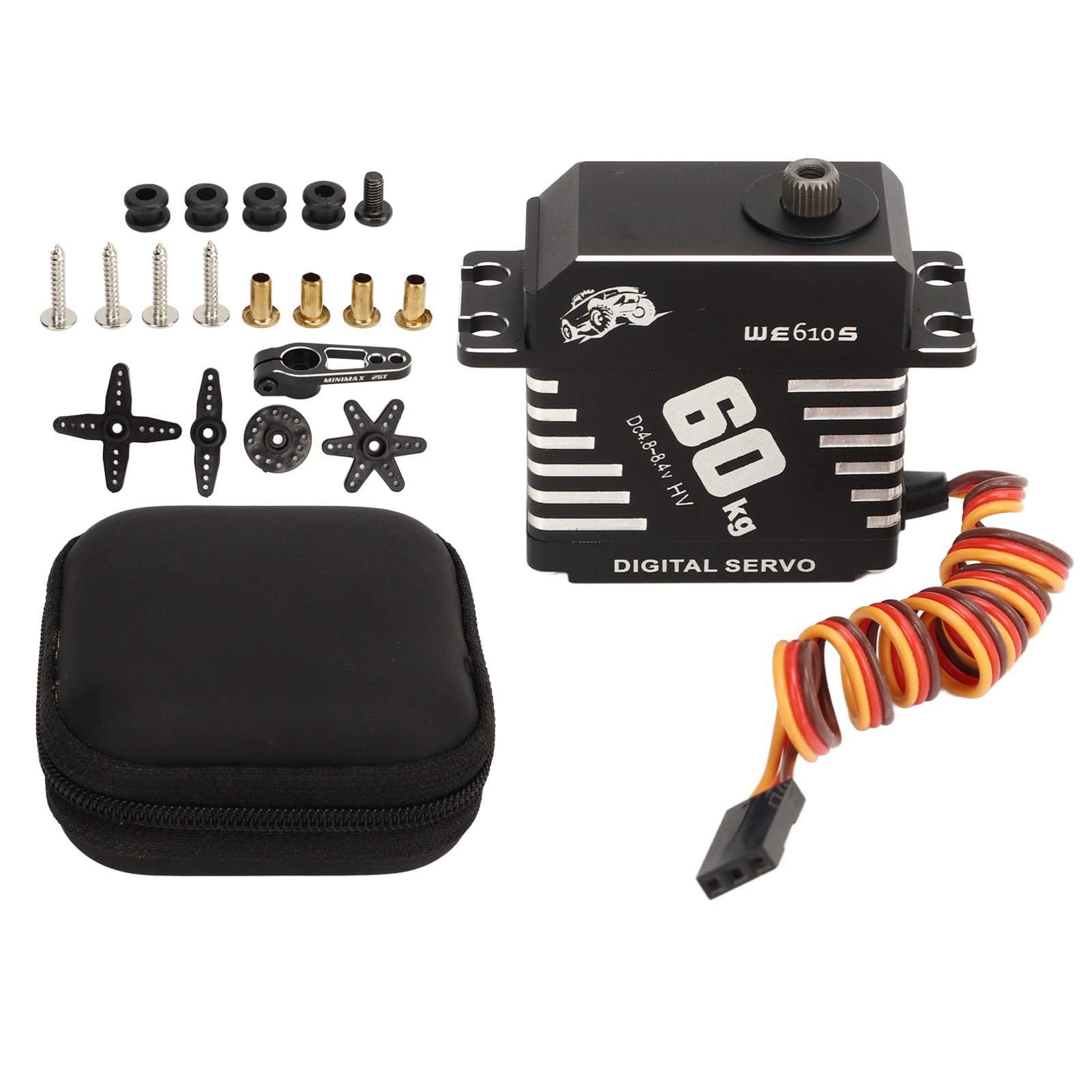 Servomotor digital de alto par de 60 kg Engranaje de metal con carcasa de aleación de aluminio para coches RC Robots Helicópteros Escala 1/10 1/8 1/5 40x20x46 mm