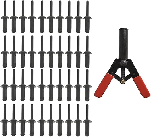 Miniatura 6 de Juego de 41 pistolas de remache de plástico surtidas, herramienta de mano de ajuste rápido con 40 remaches de polietileno