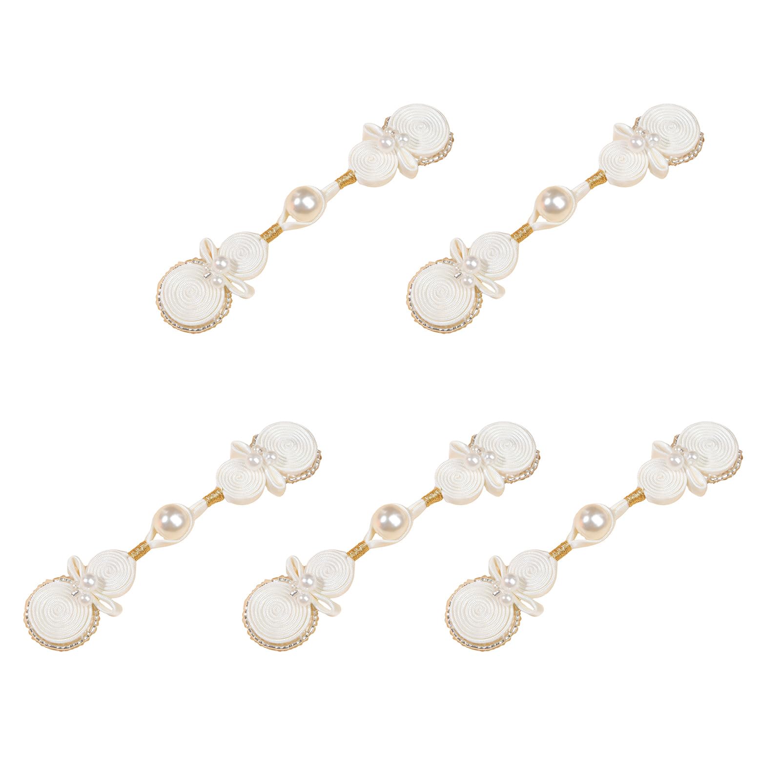 our fave 5Pcs Traditional Cheongsam Knot Button Pearls Gourd Chinese Knot Button Closure for Clothing Dress Decoration Tradition Cheongsam Decoration