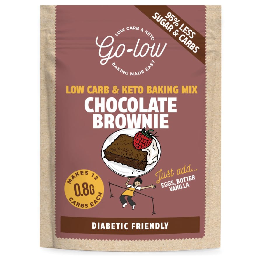 GO-LOW Keto Brownie Mix 0.8g Carbs, Sugar-Free & Diabetic-Friendly. Made with Raw Cacao & Almond Flour – Gluten-Free, Vegan & Paleo. No Additives, Just Wholefood Ingredients – Easy-Bake Fudgy Brownies