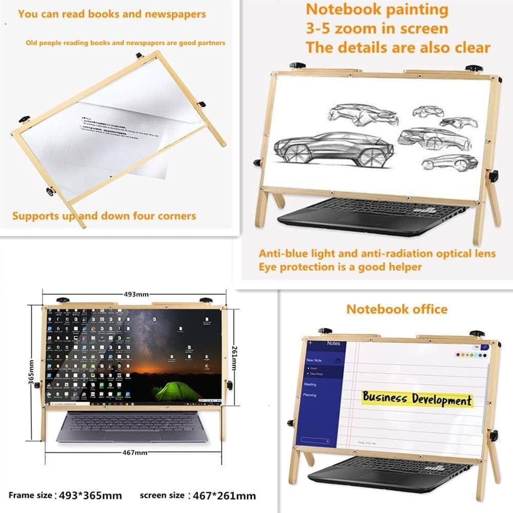 HD Screen Magnifier Laptop Screen Magnifier Folding Stand 3D Eye Protection Super Clear Physical Magnifier Gift for Family and Children Compatible with Laptops Anti-Blue Light(White)