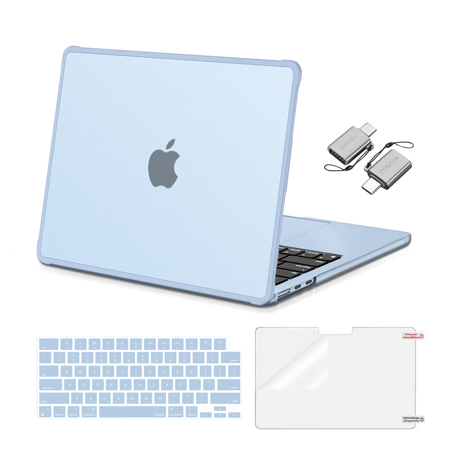MOSISO Compatible with MacBook Air 13 inch Case M5 M4 M3 M2 2026-2022 A3449 A3240 A3113 A2681,Protective Hard Case&Keyboard Skin&Screen Film&Type C with TPU Bumper for MacBook Air 13.6, Pink — view 10