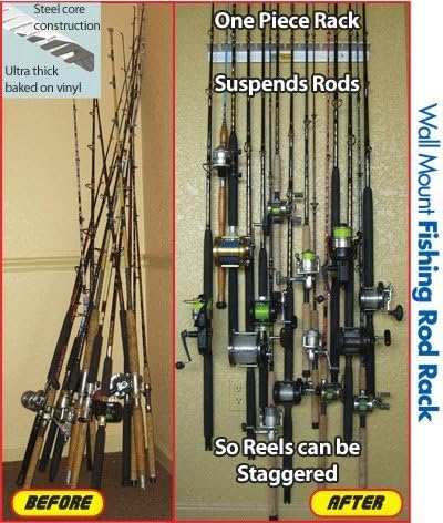 Miniatura 4 de Piranha Soporte para caña de pescar de 24 pulgadas, acero recubierto de vinilo, capacidad para 11-14 cañas