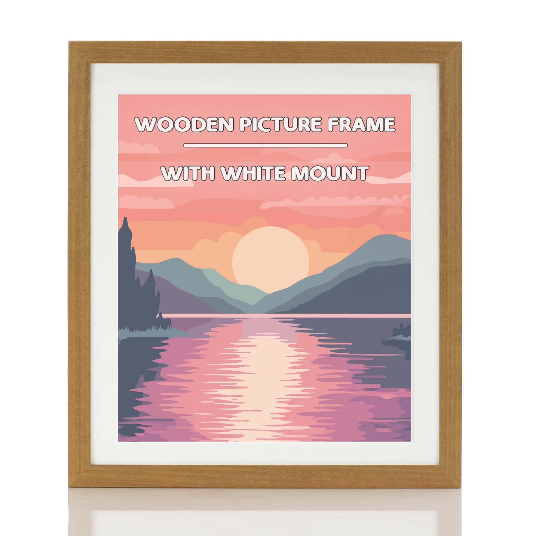Boldon Framing Oak Wooden Picture Photo Frame, 10X8" With White Mount To Fit 8X6" Picture Frames With Stand Tabletop Or Wall Hanging, Frame Poster Frame With Perspex Window