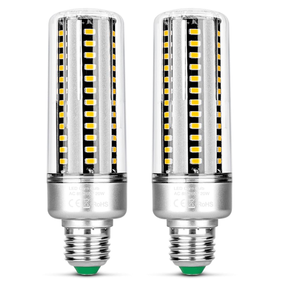 IOEDHW 2 Pack E27 LED 25 W Warm White LED Corn Bulbs 3000K 3000LM Replacement 250 W Incandescent Bulb, E27 LED Bulb Energy Saving Light Bulb For Home Warehouse Garden Lighting, 85-265V, Not Dimmable