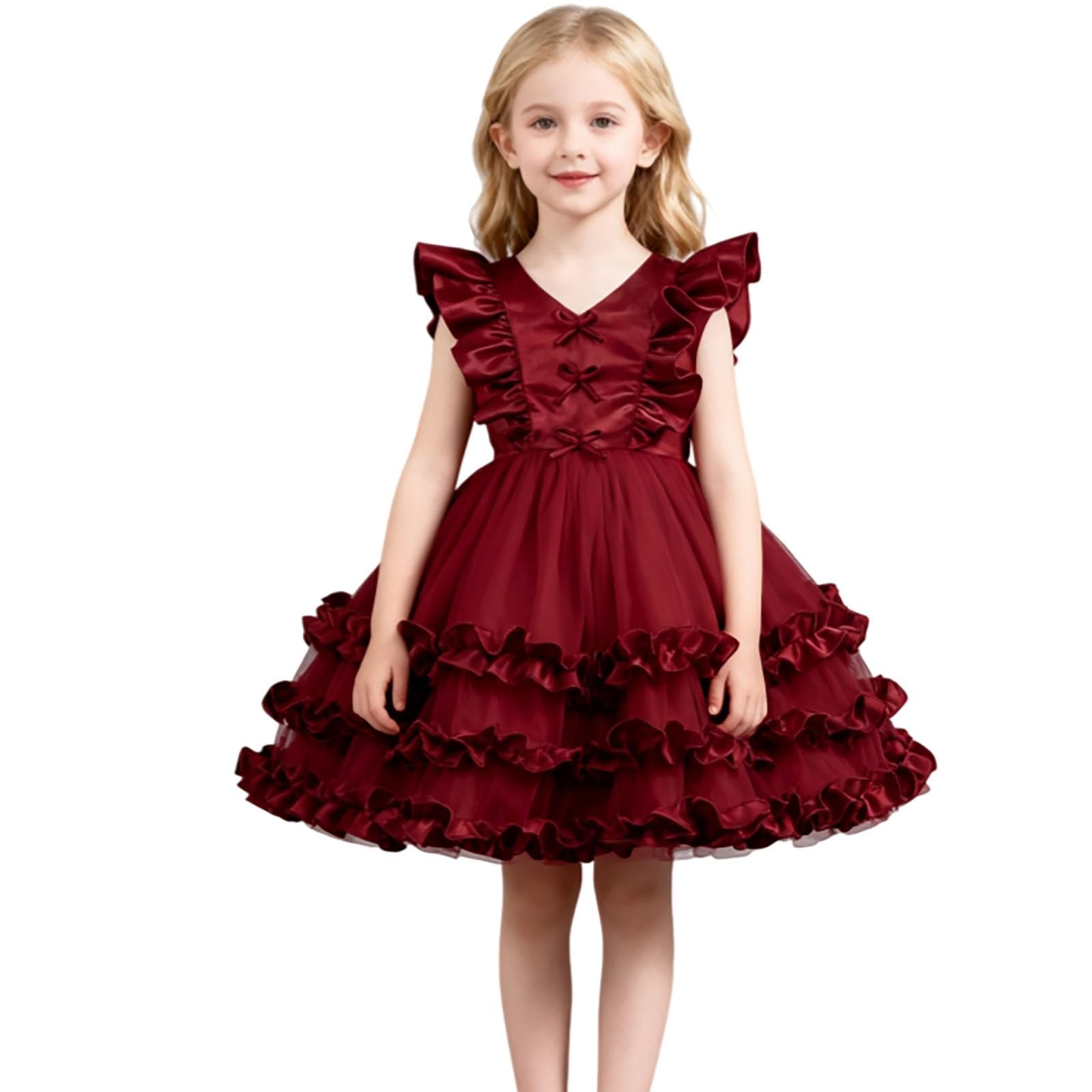 Costumi Carnevale Bambina, Elegante abito da festa per bambine con maniche a sbuffo e gonna per abbigliamento da spettacolo e abbigliamento formale per bambini piccoli