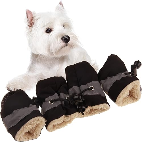 Miniatura 1 de Zapatos suaves para perros pequeños, zapatos ligeros para cachorros para verano e invierno, botines antideslizantes para caminar, color negro,