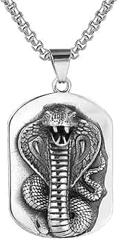 Ciondolo Medaglia Cobra, Collana Cobra Serpente Gotico Per Uomo