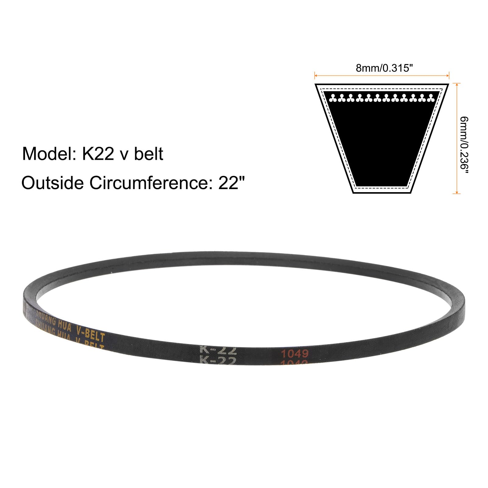 uxcell 3pcs K22 Rubber V Belt, K Section V-Belt 22