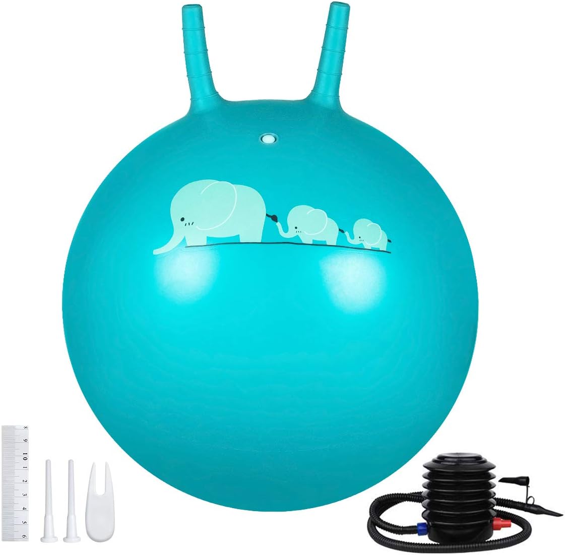 Trideer Kids Hopper Ball Multi-Function, Jump Ball, Bouncy Ball with Handles, Balance Ball and Ball Chair for Children Age 3-12, Air Pump Included (Turkis, S)