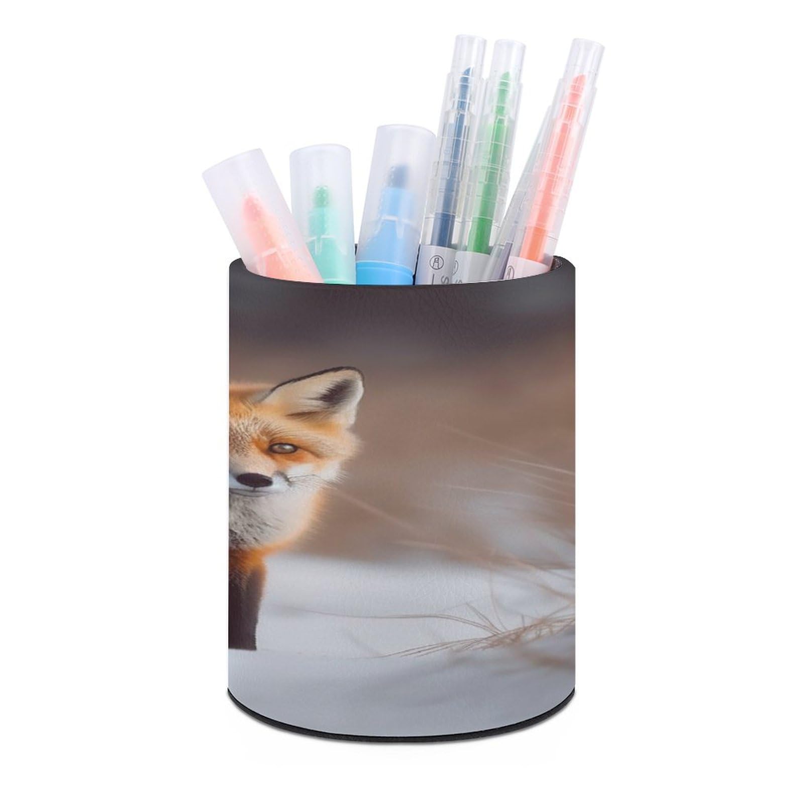 Porte-stylos renard mignon rond en résine durable pour l'organisation de bureau