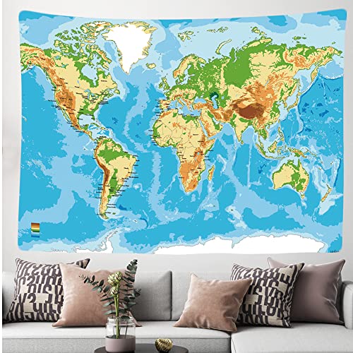 Ulticool - Weltkarte Wandteppich XXL - 200 x 150 cm - Poster Wand Teppich Tuch Fototapete - Hippie Boho Aesthetic Deko - Wandbehang Strandtuch Vorhang Gemälde - Accessoires Schlafzimmer Wohnzimmer