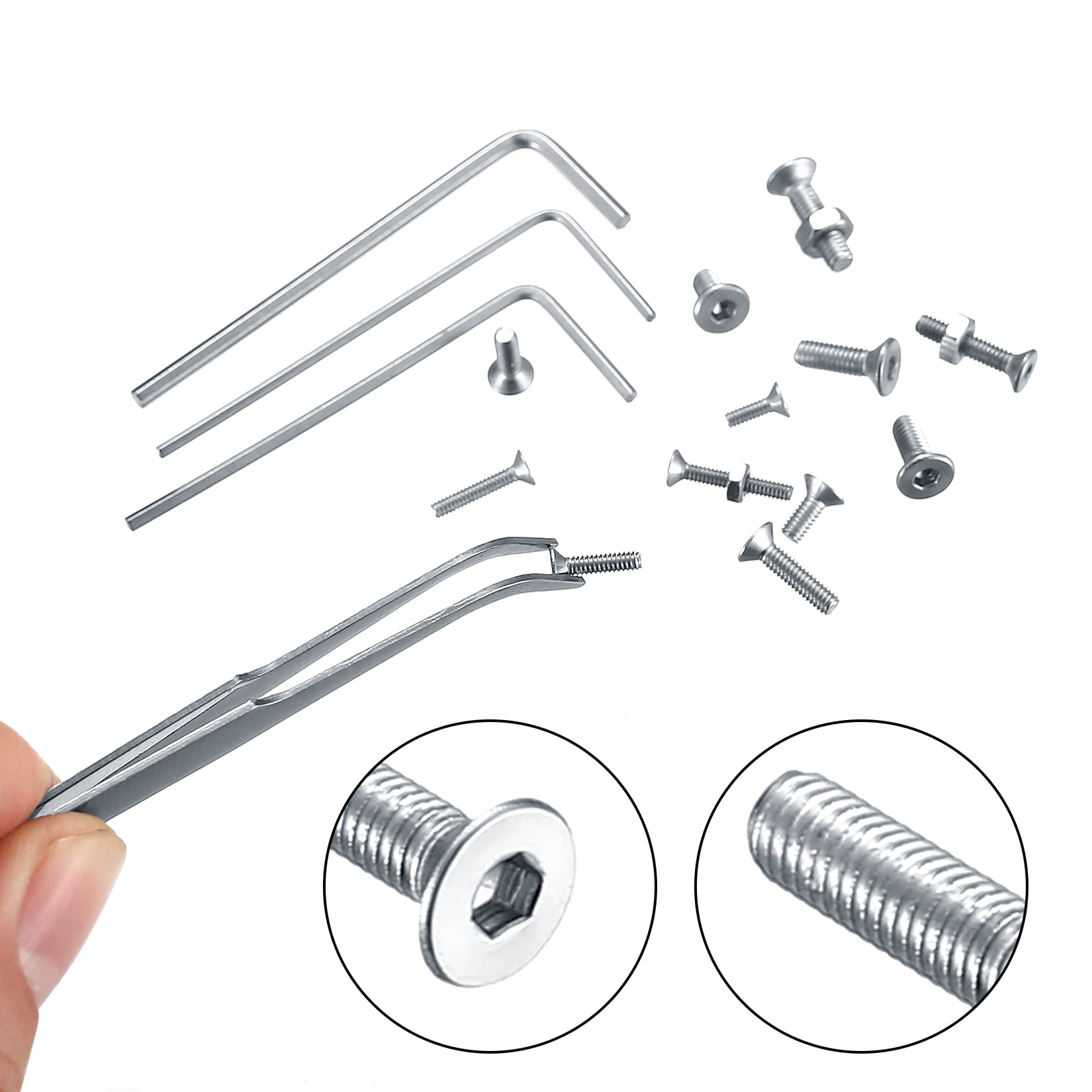 wugongshan 570 Pezzi Viti Bulloni e Dadi a Testa Esagonale, M2 M2.5 M3 Viti a Testa Svasata Esagonale Cilindrica con Esagono Incassato Assortimento Kit per Mobili Garage Casa