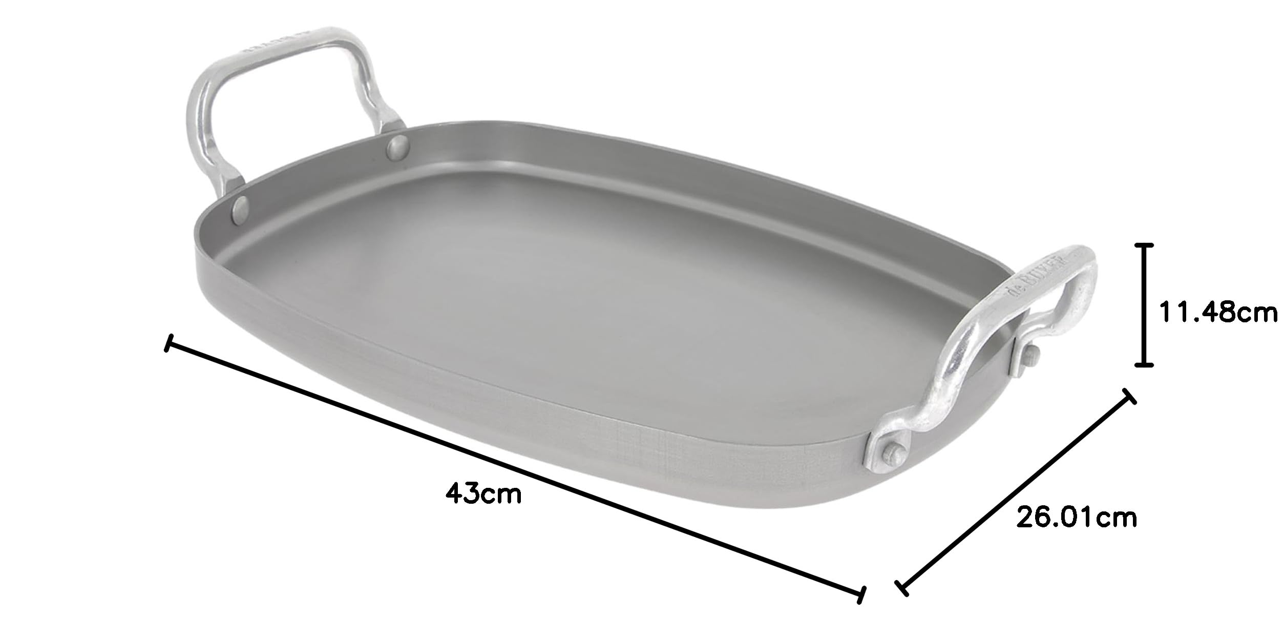 De Buyer - Plancha lisse rectangulaire en tôle d'acier MINERAL B - 38 x 26 cm - Fabriquée en France, Anti Adhérence Naturelle, Finition à la Cire d'Abeille, Tous Feux + Flash Four