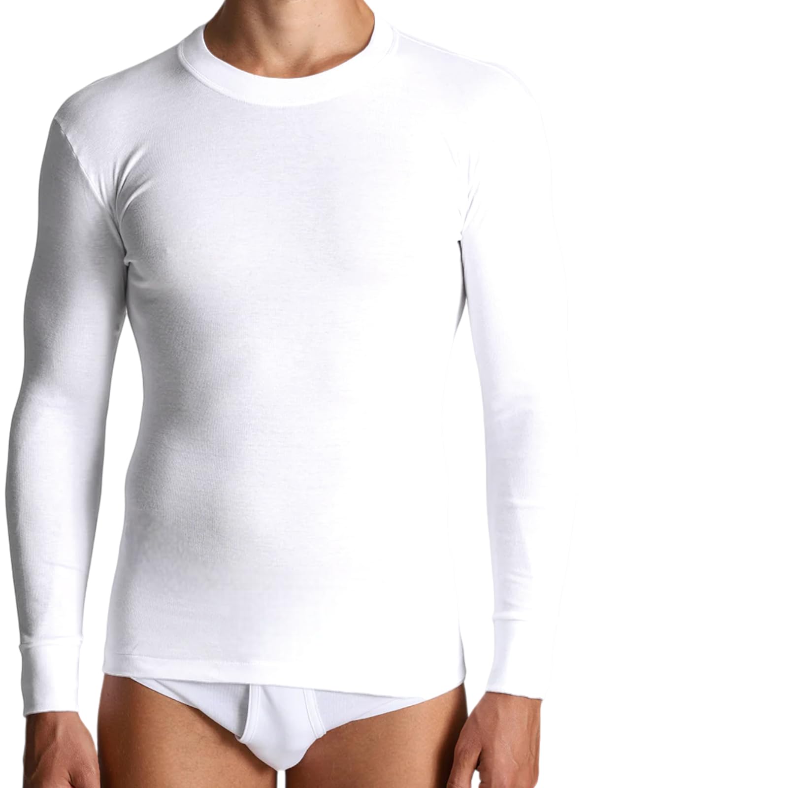 LADY·C Camiseta de manga larga para hombre de algodón Interlock íntima