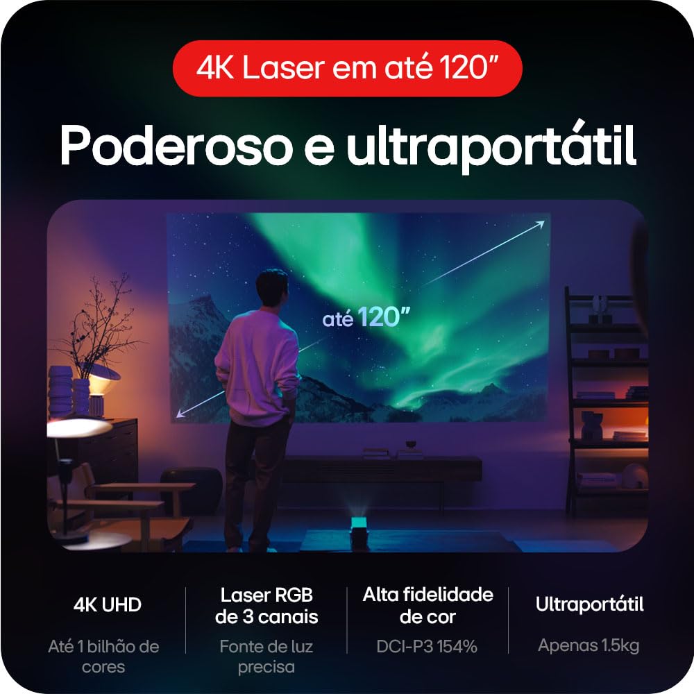 Projetor LG CineBeam Q 4K UHD Laser, Smart Portátil, até 120