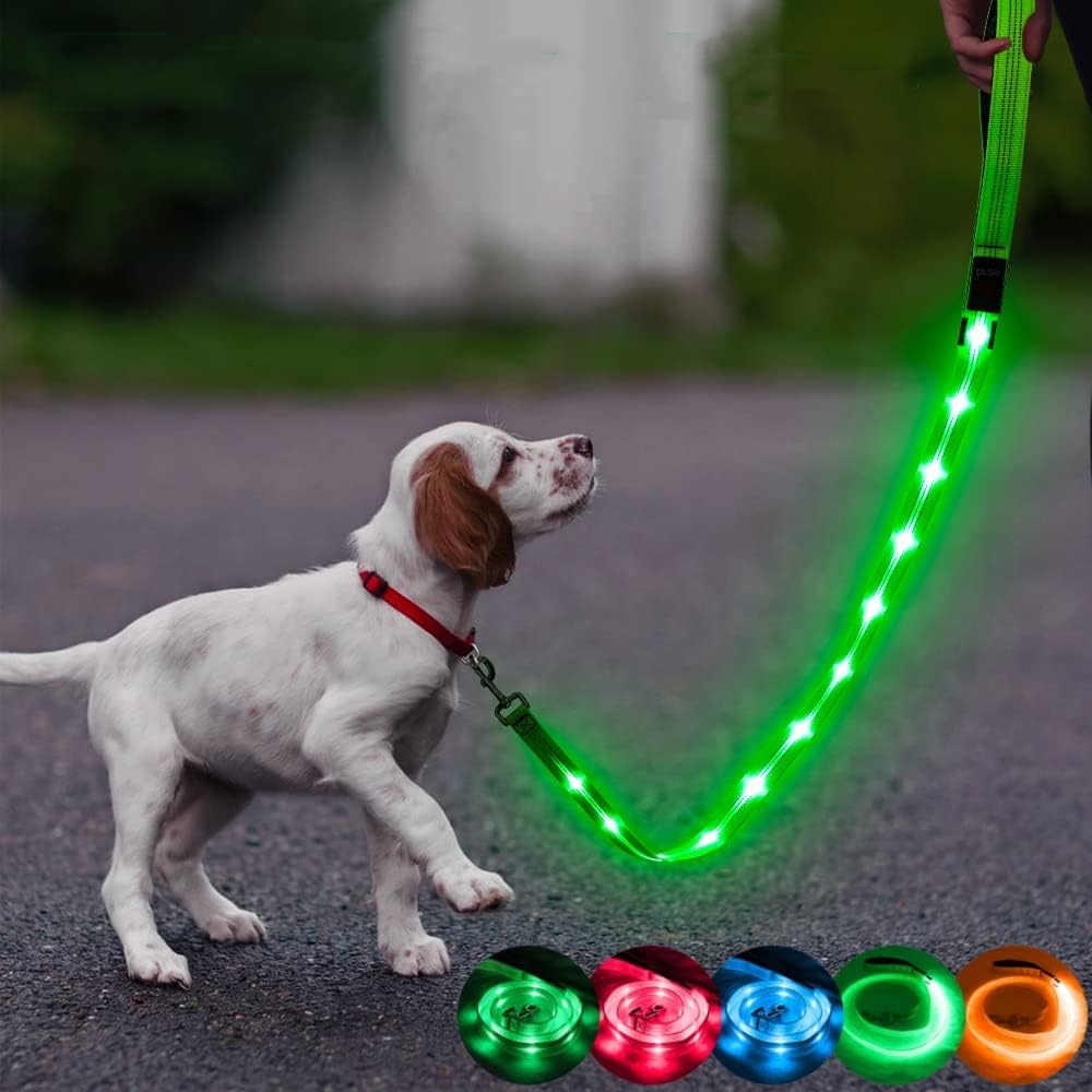Candofly Reflective LED Dog Leash Glow in The Dark Dog Leash Lighted