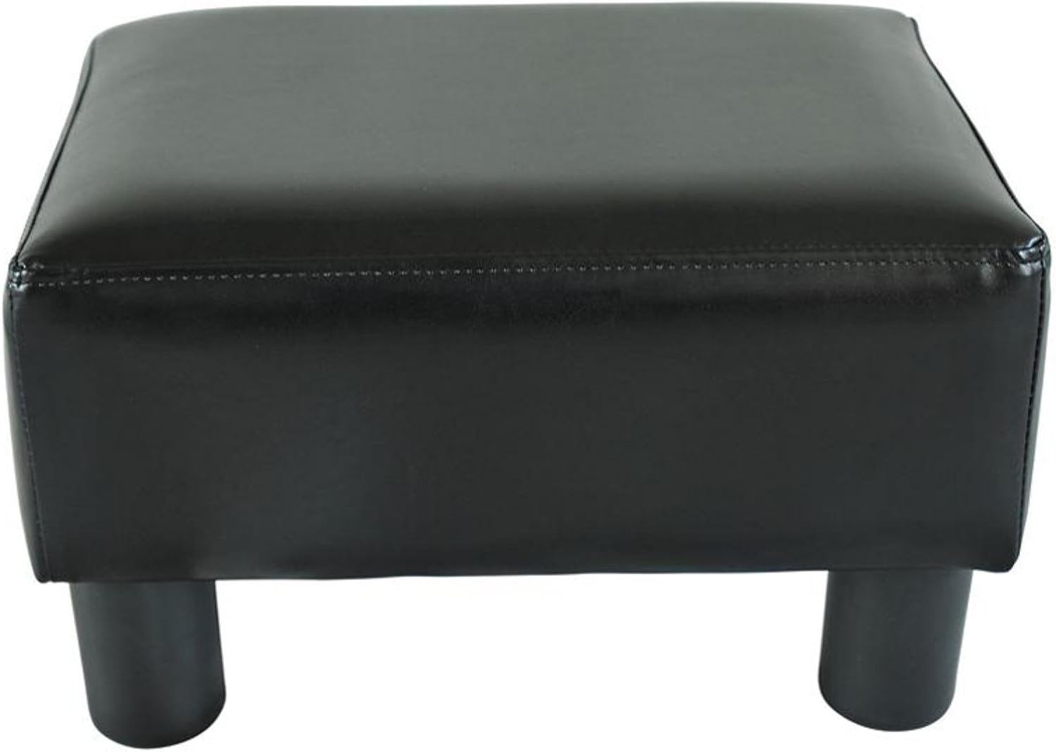 HOMCOM Ottoman Foot Rest, Small Foot Stool with Faux Leather Upholstery, Rectangular Ottoman Footrest with Padded Foam Seat and Plastic Legs, Red