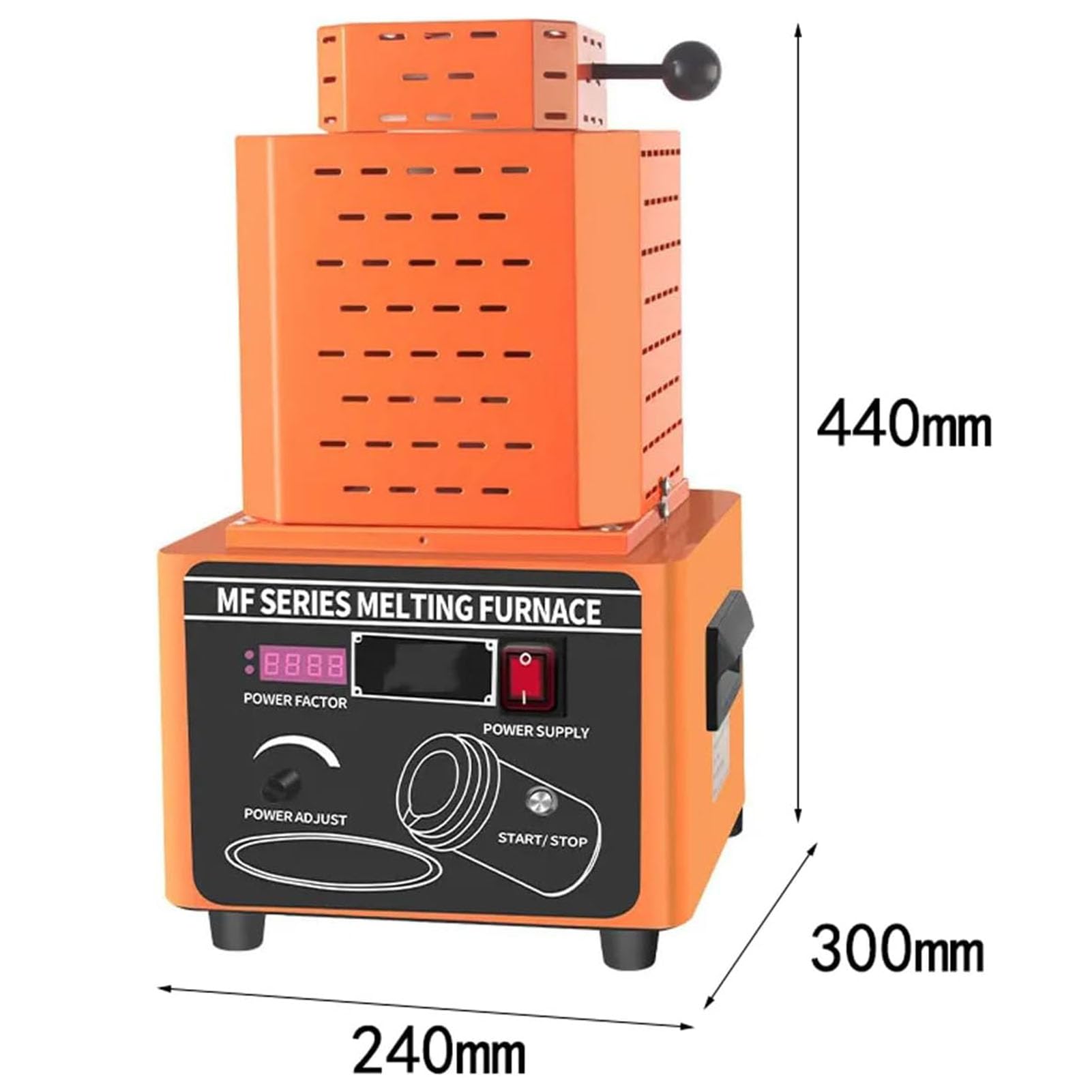 Elektryczny piec do topienia złota, cyfrowa maszyna do topienia 1600℃/2912℉, piec do topienia 5000 W, zestaw pieca do wytapiania złota z 1/2/3 kg tyglem grafitowym do warsztatu przemysłowego