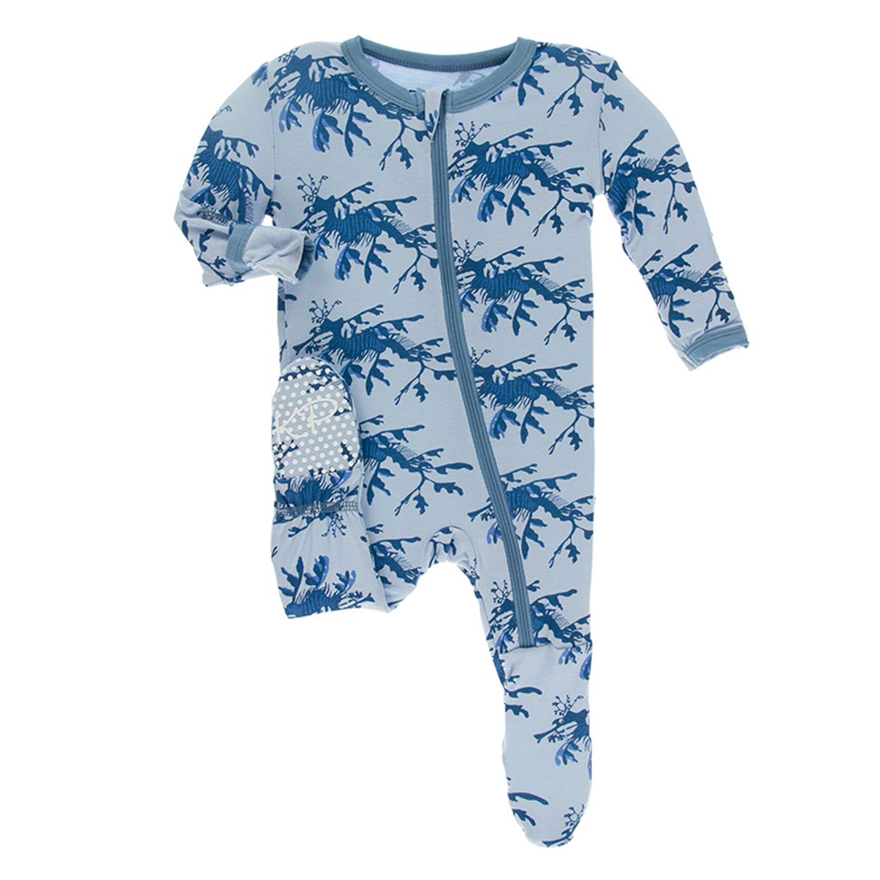 KicKee Pants Little Boys Print Footie with Zipper - Pond Leafy Sea Dragon, 12-18 Months
