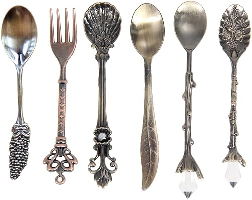 Cucharas de postre, cuchara de café, cucharadita, cucharas de postre de frutas talladas de metal estilo real vintage para cocina, barra de comedor,