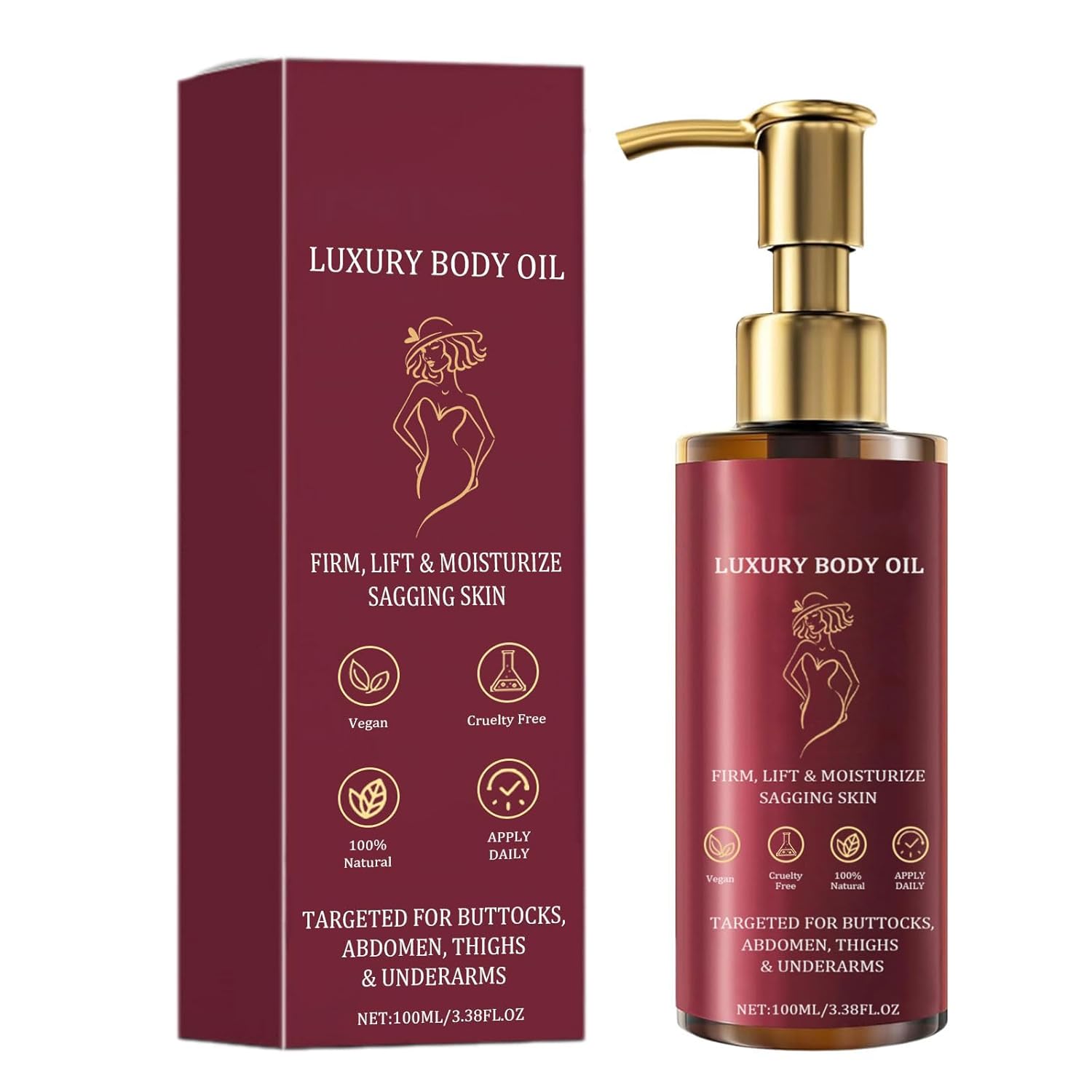 Body Firming Oil, Luxury Body Oil for Crepe Skin, Skin Tightening & Moisturizing Serum with Vitamin E and Sweet Almond Oil, Anti-Aging & Nourishing Dry Oil, for Women