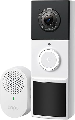 Tapo TP-Link D210 Video Doorbell Battery (Video Doorbell), Doorbell with Camera, 2K 3MP, Colour Night Vision, Two-Way Audio, 6400 mAh Non-Removable Battery, AI Detection, with Chime - 1