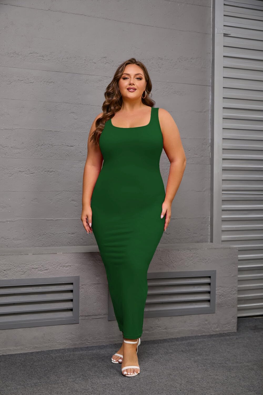 YeGine Women Plus Size Sleeveless Bodycon Maxi Dresses Sexy Slim Tank Dresses - Image 3