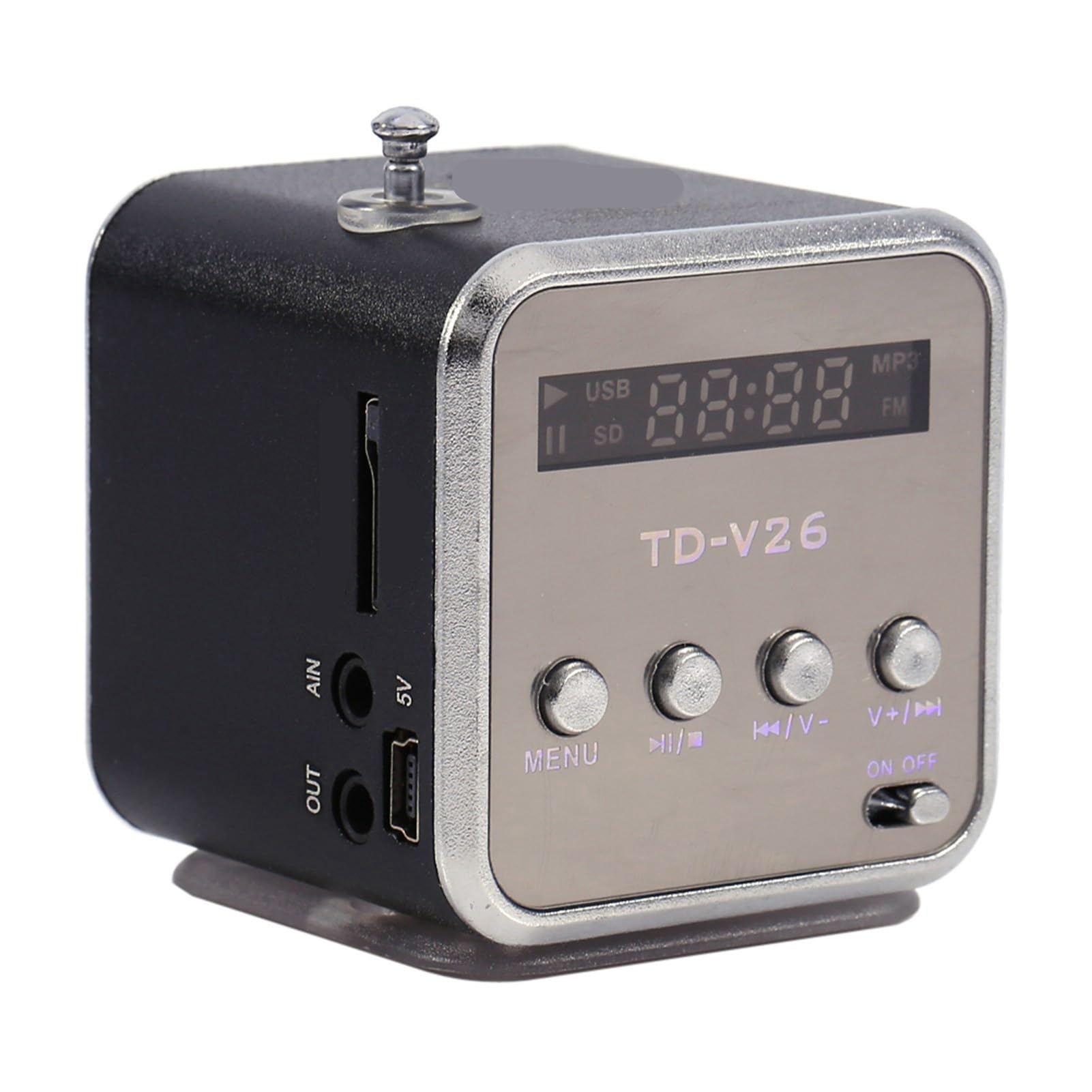 Music Player, Mini Speaker Music Player Portable FM Radio Stereo PC Fashion Support Card and U Disk (Black)-image-28