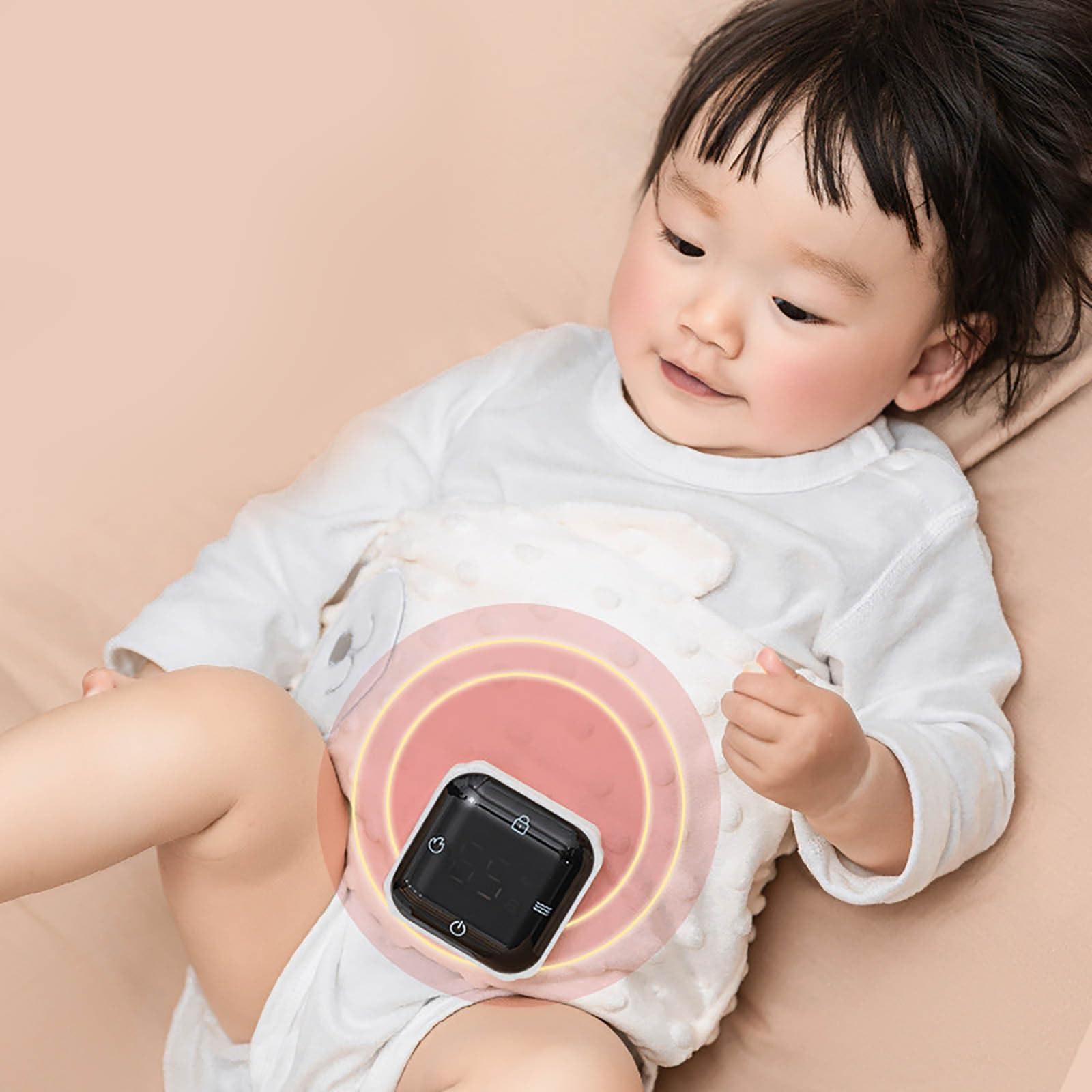 Interaktives Plüschtier Baby-Komfortgürtel, Baby-Heiz-Bauchgurt beruhigt Babys Bauch mit sanfter Wärme und Massage