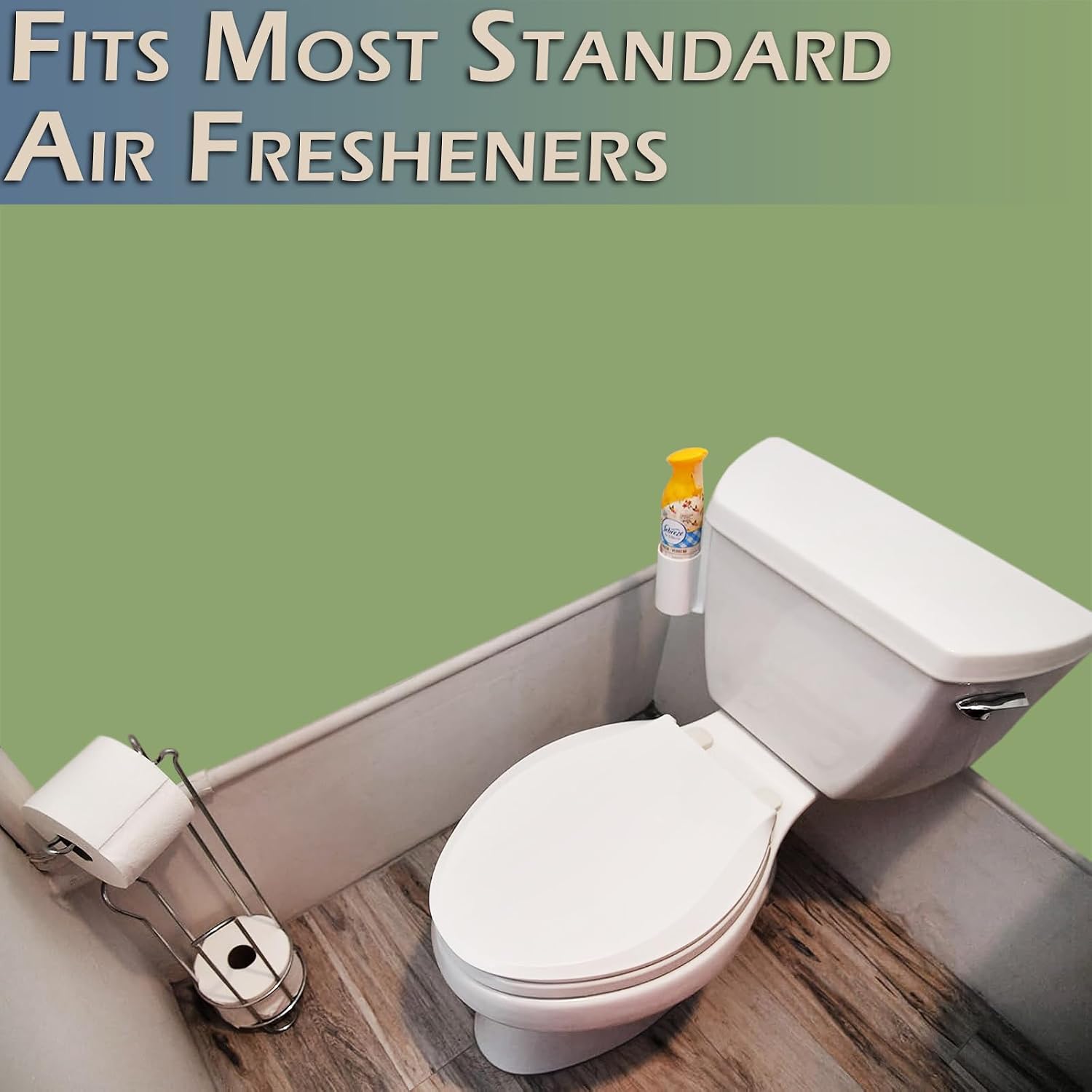Home-X White Air Freshener Spray Bottle Holder for Home Bathroom - Fits Toilet Deodorizer and Aerosol Odor Eliminator – Convenient, Easy to Install, Durable, Aerosol, Spray Bottle Organizer
