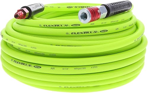Flexzilla HFZ14100YW2-D Air Hose with ColorConnex Industrial 100 Feet | 1/4" Hose I.D. | Revolutionary Design | Lightweight and Heavy Duty | Pre-Sealed Threads
