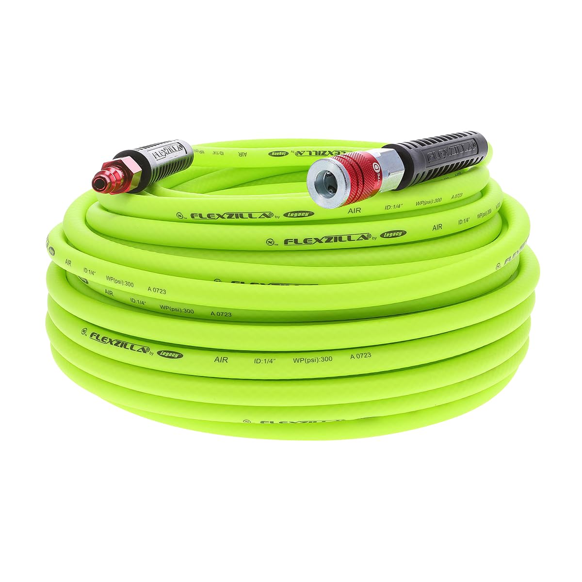 Flexzilla HFZ14100YW2-D Air Hose, ColorConnex, Type D, Red Plug & Coupler, 1/4" (inches) x 100' (feet) — image 1