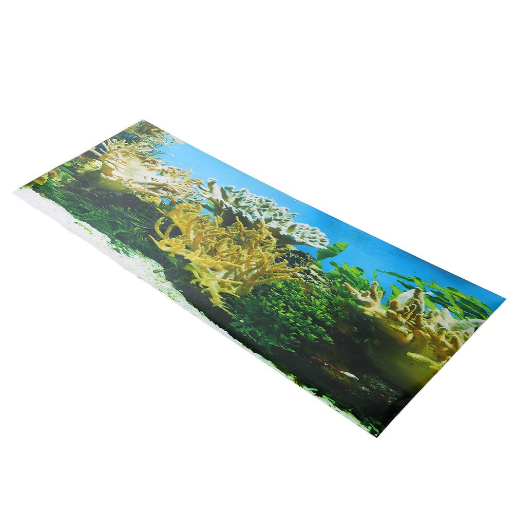 Poster adesivo per fondale di acquario in PVC con motivo di piante acquatiche e coralli, adesivo decorativo impermeabile per vasca da pesce, sfondo spesso e anti-riflesso autoadesi (61*30 cm)