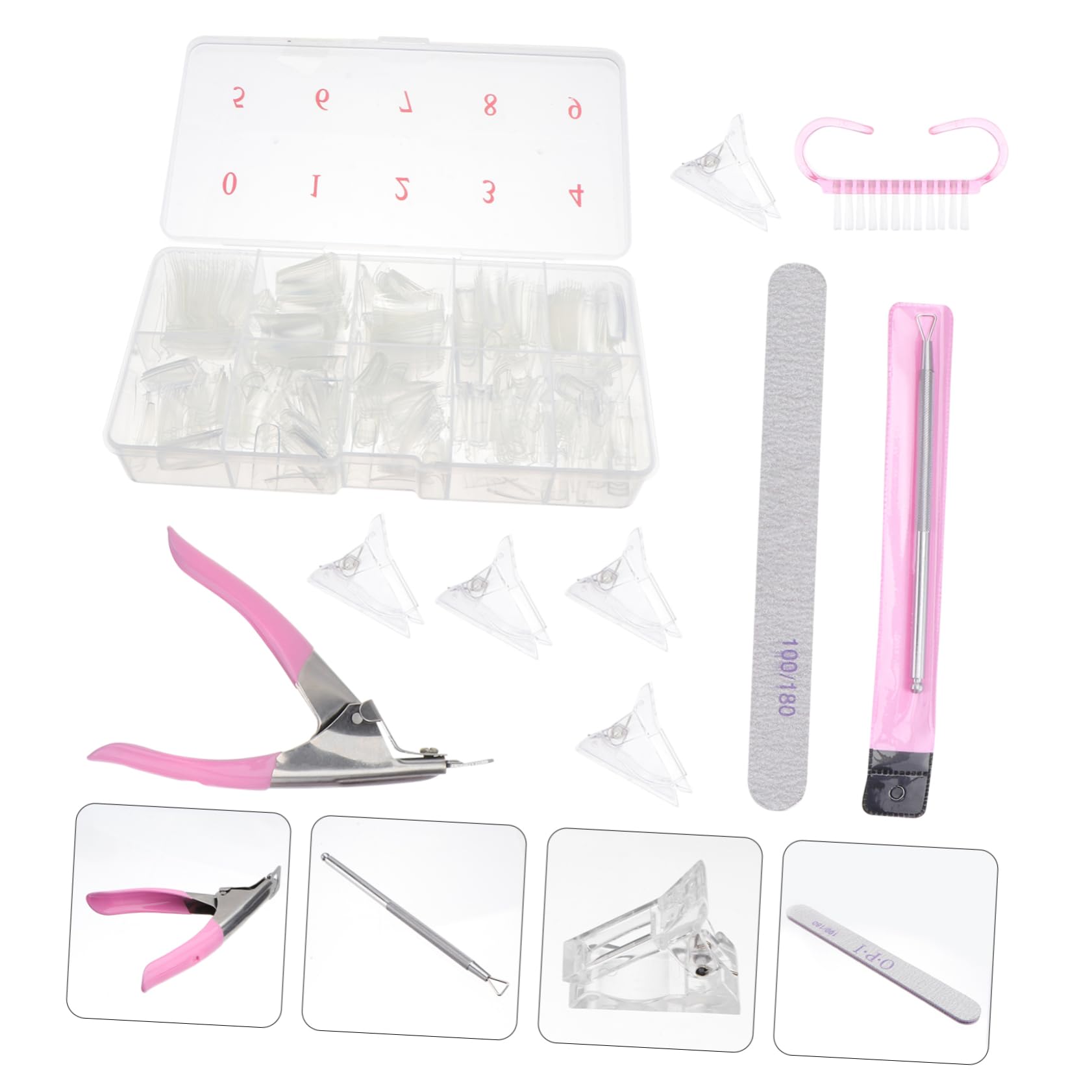 HONMEET Kit Manicura Uñas Postizas Limas Cepillo Removedor Piel Muerta Accesorios Belleza