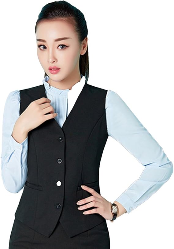 Amazon ベスト レディース 単品 黒 ビジネス Ol ベスト 大きいサイズ レディースベスト 事務服ベスト セットアップ 女性用 オフィス ４つボタン おしゃれ 着痩せ 面接 上品 おしゃれ 着痩せ 面接 上品 S ブラック ベスト 通販