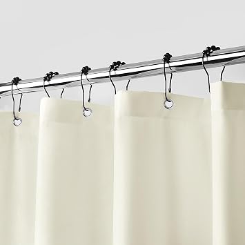 downluxe Waterproof Fabric Shower Curtain Liner, Soft Cloth Shower Liner with Magnets, Machine Washable & Hotel Quality Bathroom Curtain, 70" W x 72" L, Ivory