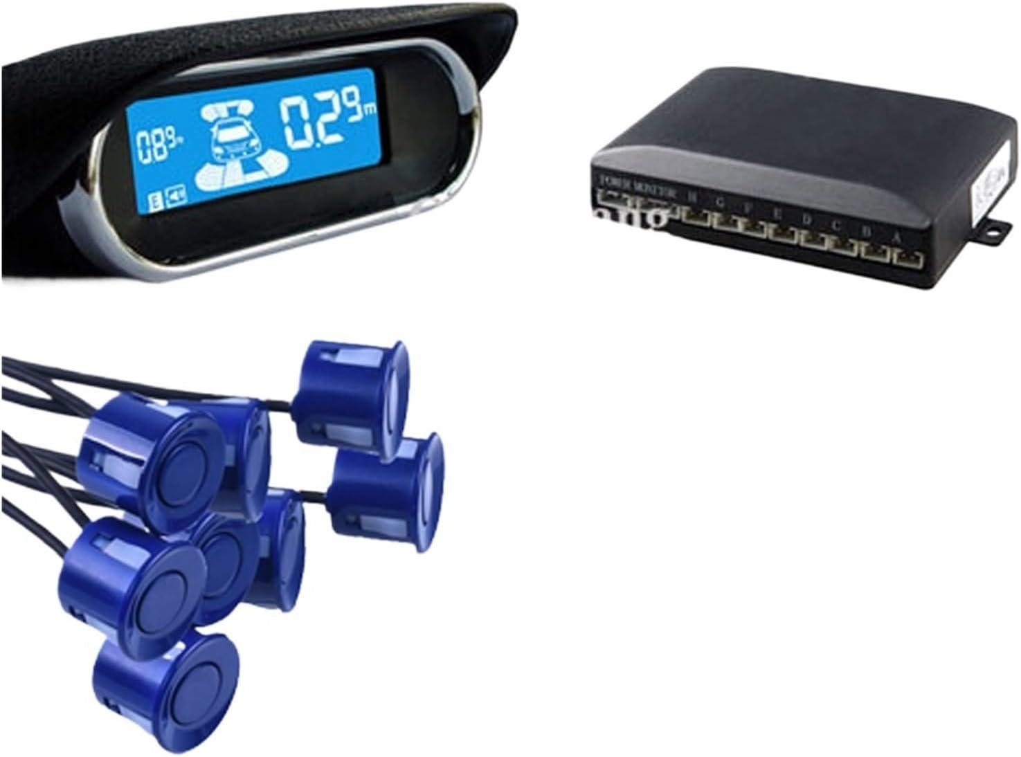 Car Parking Sensor Kit 8 Sensors 22mm Backlight LED Display Reverse Backup Radar Monitor Detector System 12V 7 Colors(White)