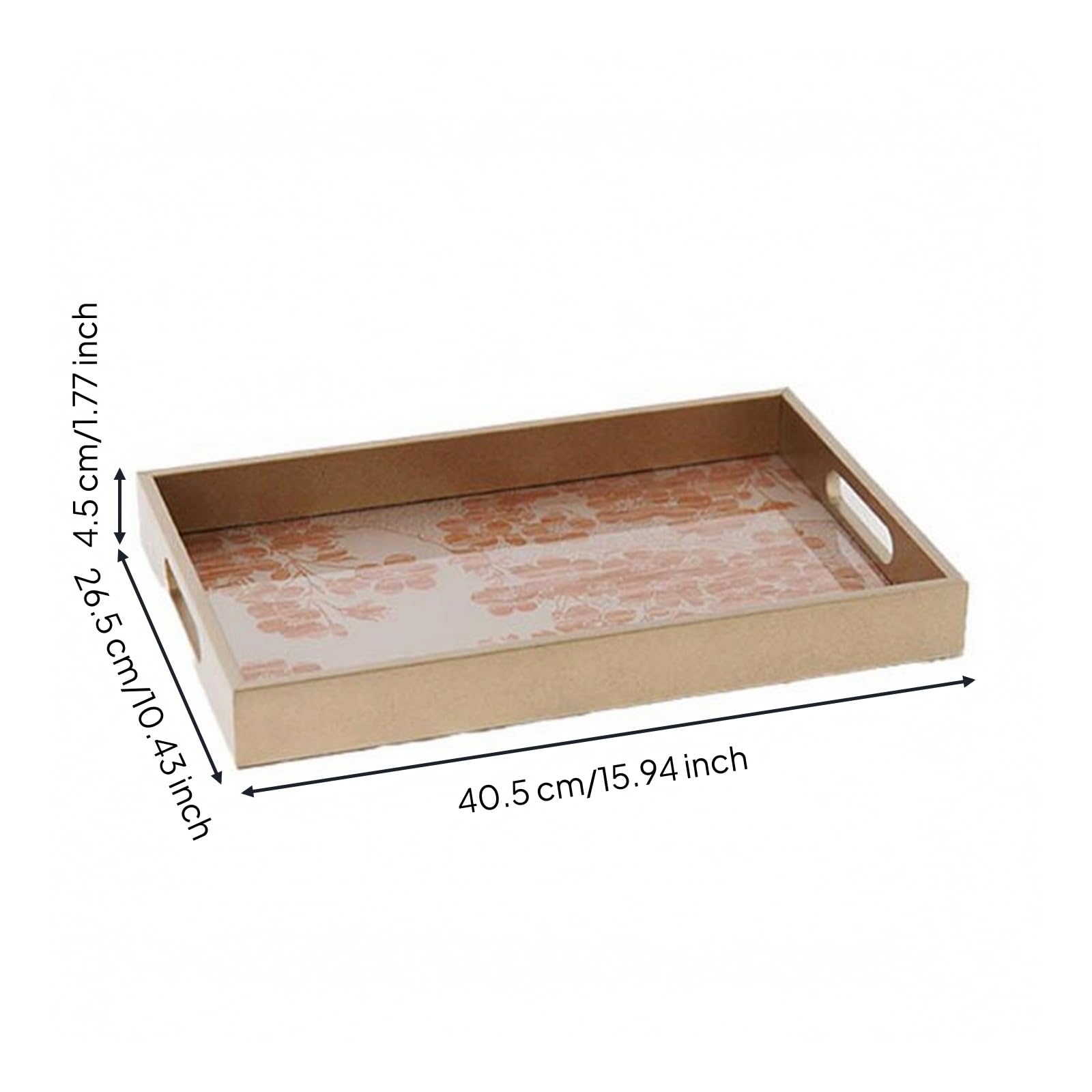 Bandeja Decorativa Elegante, 40.5x26.5x4.5cm, Estambre Dorado