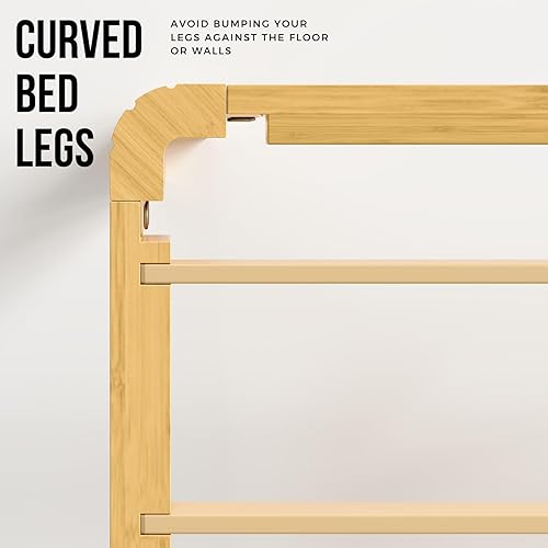 Miniatura 7 de COMASACH Cama de plataforma de madera Queen de 10 pulgadas, marco de cama de madera de mediados de siglo, tamaño Queen, no necesita somier, acabado