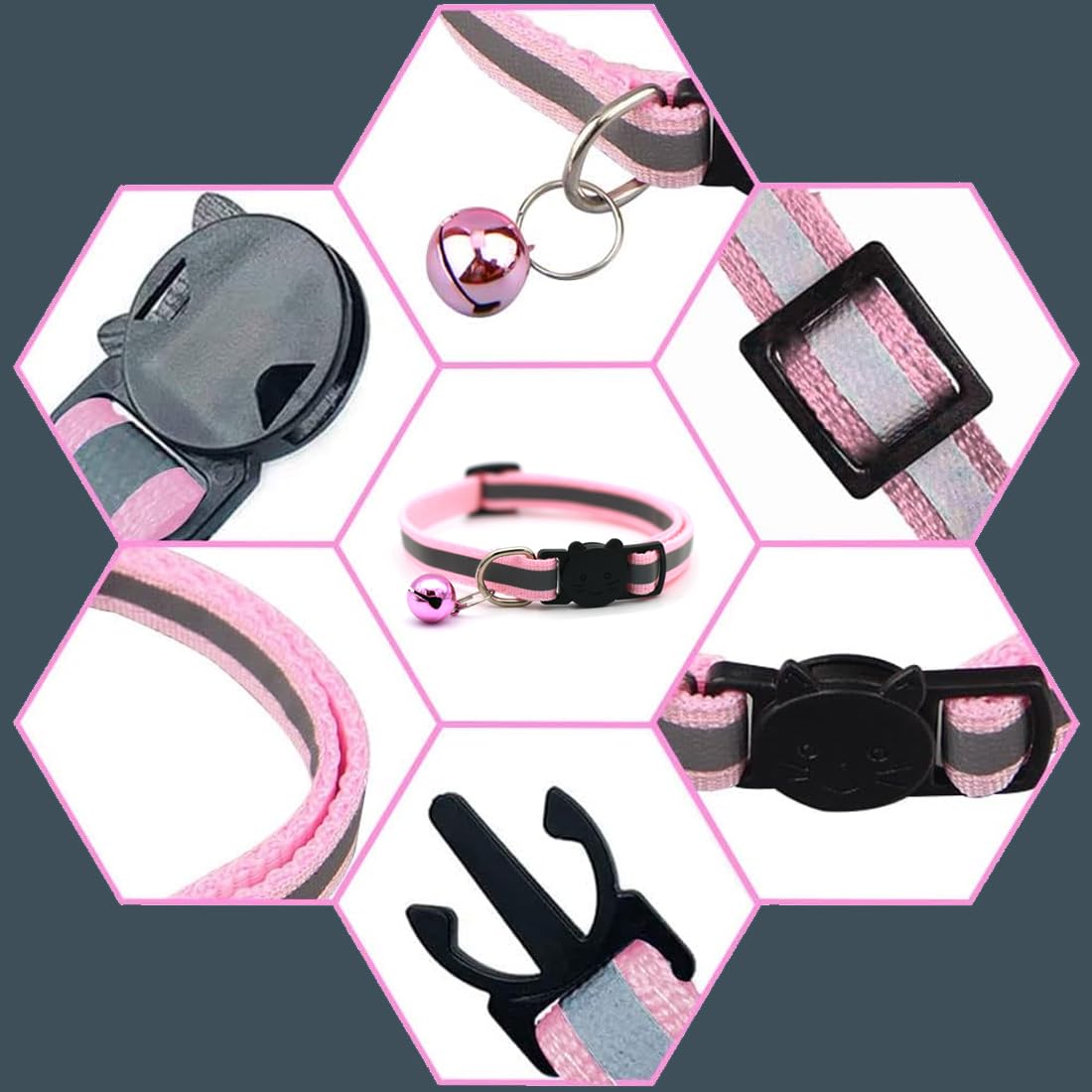 GXGM 6 Pezzi Collare Gatto Riflettenti Collari per Gatti Antistrozzo con Campanellino Regolabile 19 32 cm Sicuro Nylon Personalizzato Accessori Animali Domestic