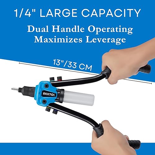 Miniatura 5 de AKKTOL Herramienta de tuerca de remache + pistola de remache AKKTOL - Kit de pistola remachadora de 14 pulgadas con 210 remaches