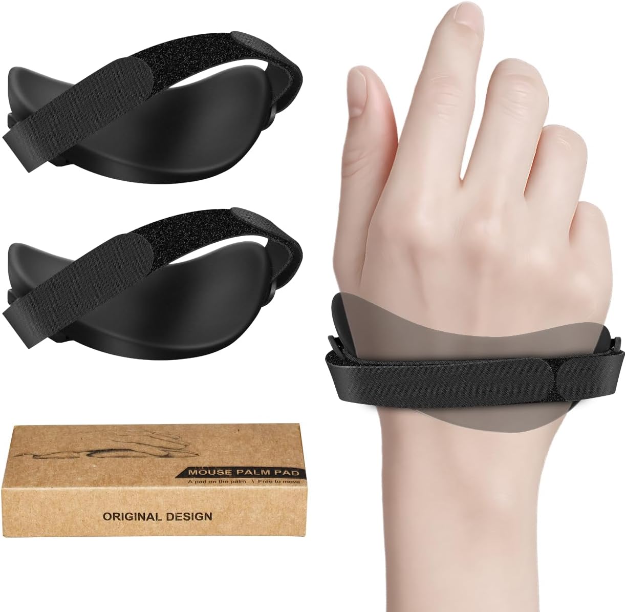 JIKIOU Advanced Ergonomic Right-Handed Gaming Wrist Rest for Mouse 2 Pack, Carpal Tunnel Support, Pain Relief, Anti-Fatigue, Easy Glide, Office Computer Laptop Gaming Black