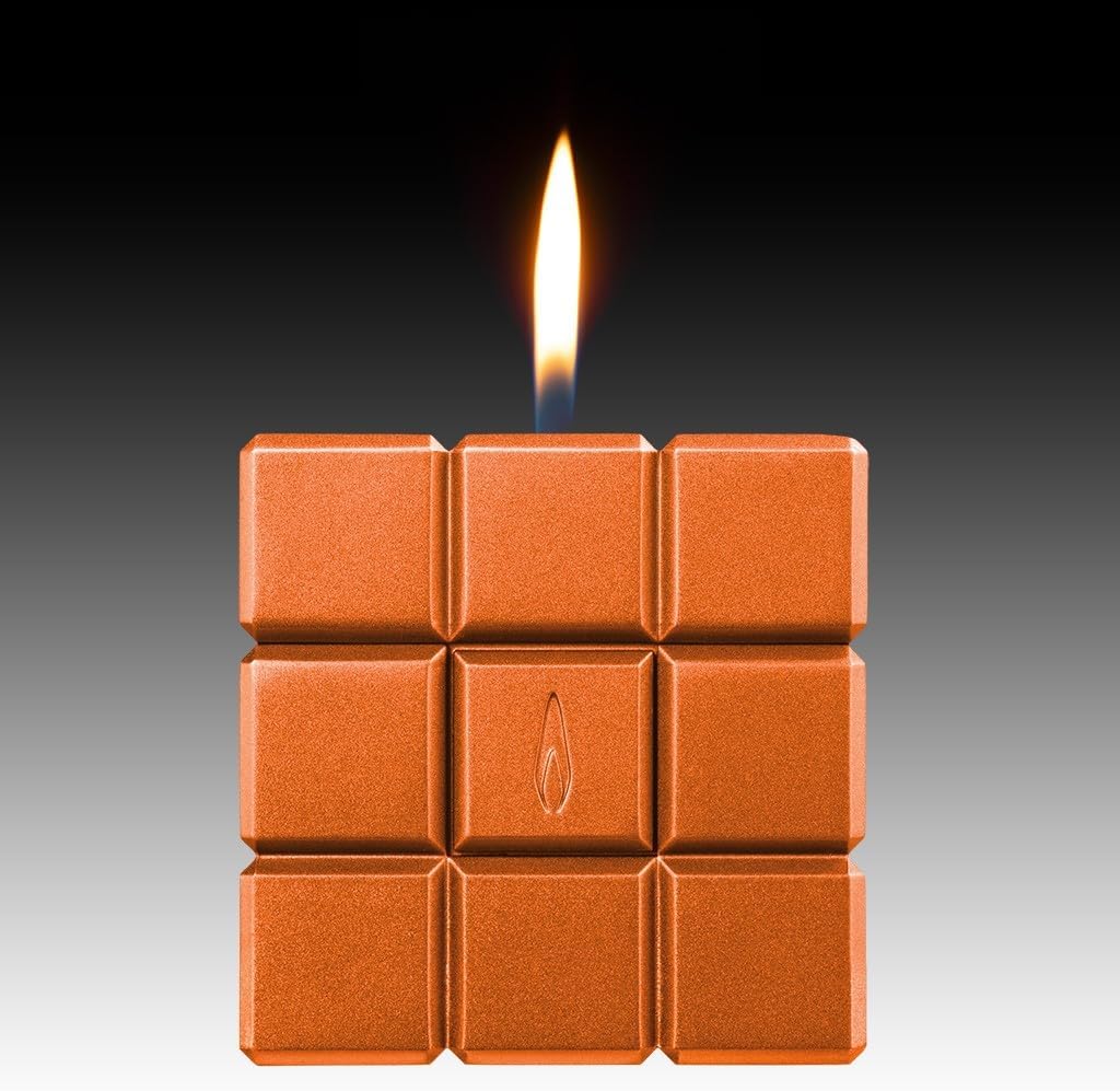 Colibri Heritage Cube Desk Torch + Soft Flame Lighter - Uses Butane Refill (Orange)